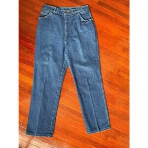 Vintage 80’s Chic High Waist Straight Leg Dark Wash Blue Mom Jeans 28X27 Small